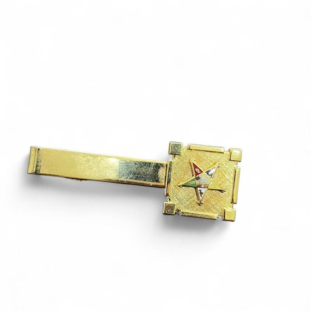 Gold tie clip with masonic